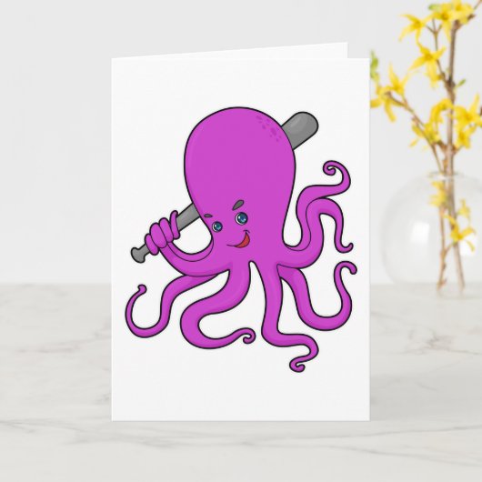 Carte Batte de baseball Pieuvre Baseball (Fleur jaune)