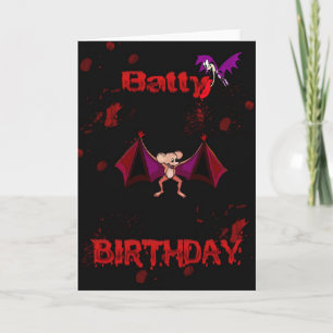 Carte Batterie Anniversaire Bats de Sang Goth Emo Altern