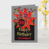 Carte Batterie de musique 13e anniversaire (Fleur jaune)