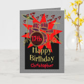 Carte Batterie de musique 17e anniversaire (Fleur jaune)