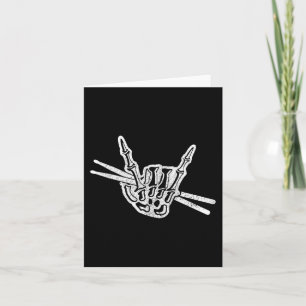Carte Batteur Halloween Squelette Main Rock and Roll Tam