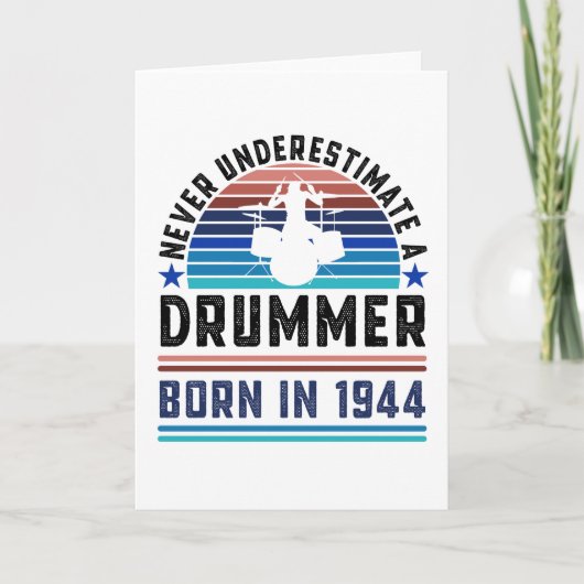 Carte Batteur né 1944 80e anniversaire Drumming Cadeau p (Devant)