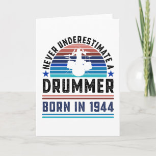 Carte Batteur né 1944 80e anniversaire Drumming Cadeau p