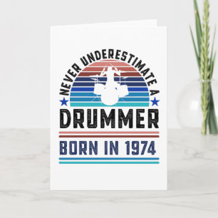 Carte Batteur né 1974 50e anniversaire Drumming Cadeau p