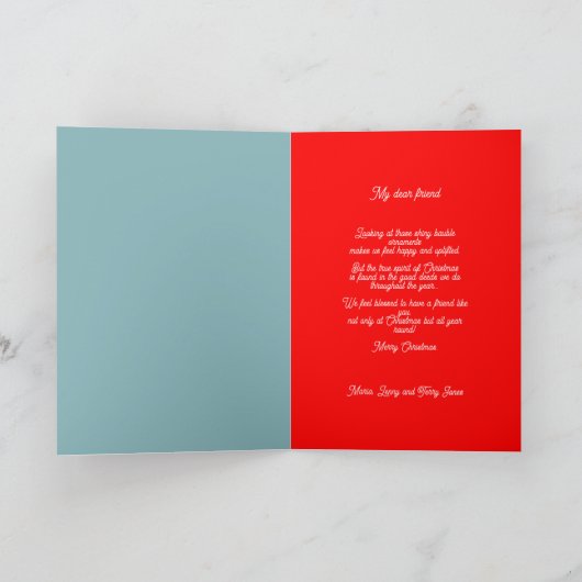 Carte Bauble de Noël du coq portugais (Intérieur)