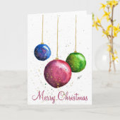 Carte Baubles de Noël Whimsical, coloré (Fleur jaune)