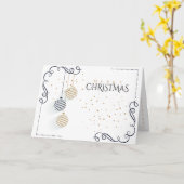 Carte Baubles de vacances minimaux Noir et Or (Fleur jaune)