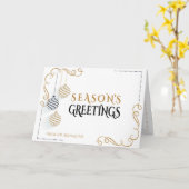 Carte Baubles de vacances minimaux Noir et Or (Fleur jaune)