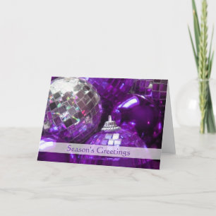 Carte Baubles Purple 'Bonnes Fêtes striées