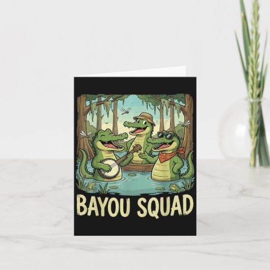 Carte Bayou Squad Louisiana Alligator Retro Wildlife Tra (Devant)