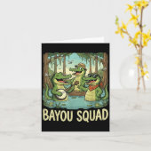 Carte Bayou Squad Louisiana Alligator Retro Wildlife Tra (Fleur jaune)
