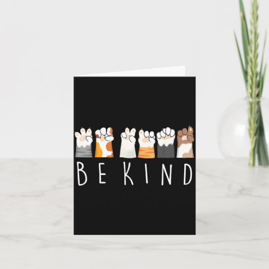 Carte Be Kind Asl Sign Language Kindness Cat Paws Finger (Devant)