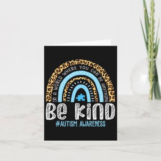 Carte Be Kind Sensibilisation sur l'autisme Leopard Rain (Devant)