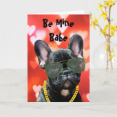 Carte Be Mine Babe Valentine French Bulldog Vibes (Fleur jaune)