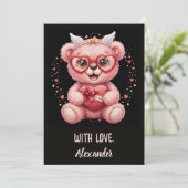 Carte Be Mine! Cute Pink Teddy Bear Sweetheart (Debout devant)