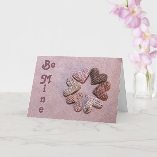 Carte Be Mine Solar-dyed Crocheted Hearts Valentine Card (Orchidée)