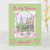 Carte Be Mine Valentines Watercolor Paris Eiffel Tower (Fleur jaune)