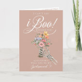 Carte Be My Bridesmaid? Gothic Skeleton Boho Wildflowers (Devant)