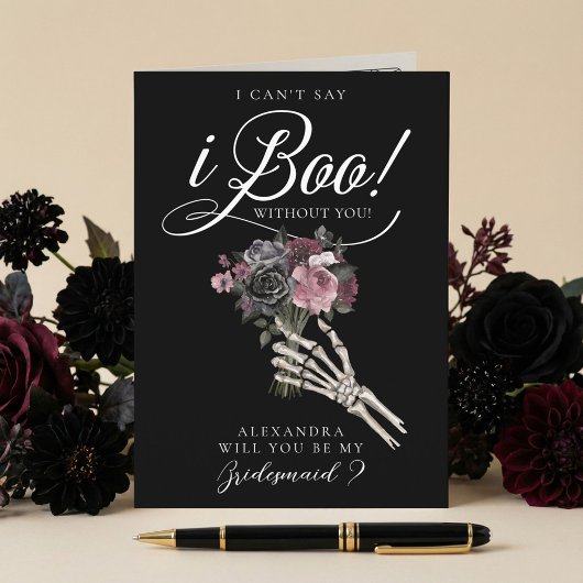 Carte Be My Bridesmaid? Gothic Skeleton Floral Bouquet