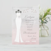 Carte Be My Bridesmaid - White Brie Gown sur Pink Grey (Debout devant)