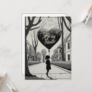 Carte Be My Valentine in Manga Style Monochrome 1617