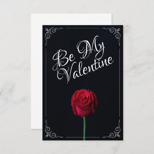 Carte Be My Valentine - Rose rouge foncé (Devant / Derrière)