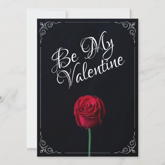 Carte Be My Valentine - Rose rouge foncé (Devant)