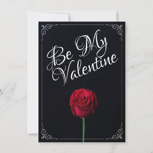 Carte Be My Valentine - Rose rouge foncé (Devant)