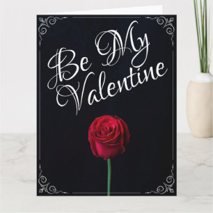 Carte Be My Valentine - Rose rouge foncé