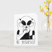 Carte Be Yourself - Funny Alien Motivational S  (Fleur jaune)