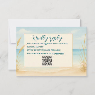Carte Beach Bliss QR Code RSVP Card