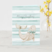 Carte Beach Blue Coastal White Whale Christmas (Fleur jaune)