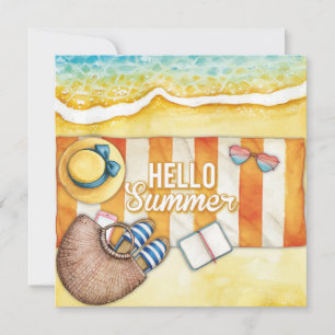 Carte Beach Days Hello Summer Grey Card
