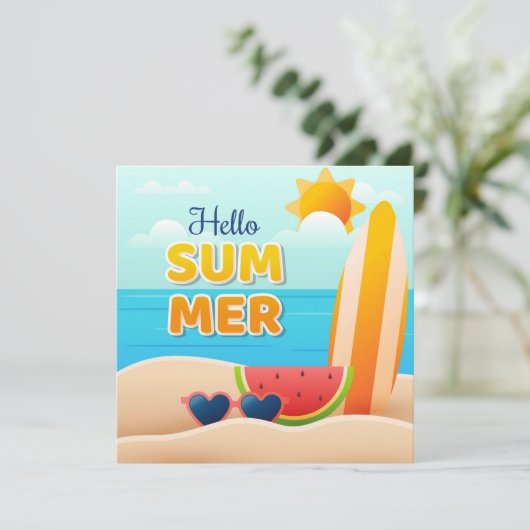 Carte Beach Days Hello Summer Grey Card (Debout devant)