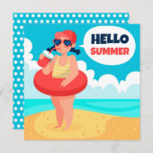 Carte Beach Days Hello Summer Grey Card (Devant / Derrière)