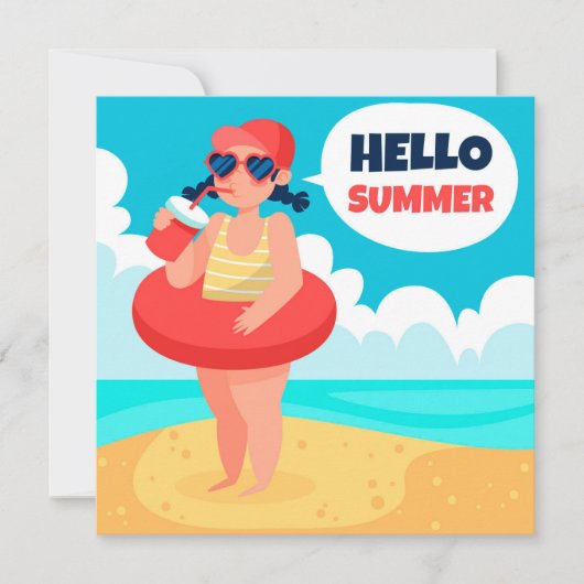 Carte Beach Days Hello Summer Grey Card (Devant)