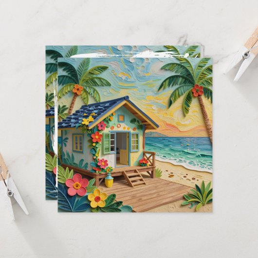 Carte Beach Home Oceanic Blank (Devant/Arrière en situation)