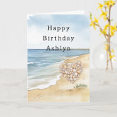 Carte Beach Ocean Sea Shells Heart (Fleur jaune)