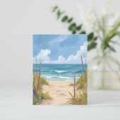 Carte Beach Path | Ocean Watercolor Coastal Painted Card (Debout devant)
