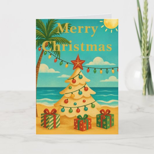 Carte Beach Vibes Cute Message Inside Custom Christmas  (Devant)