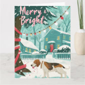 Carte Beagle à Noël de neige (Devant)