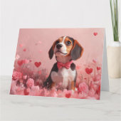 Carte Beagle avec des roses - Saint-Valentin (Devant)