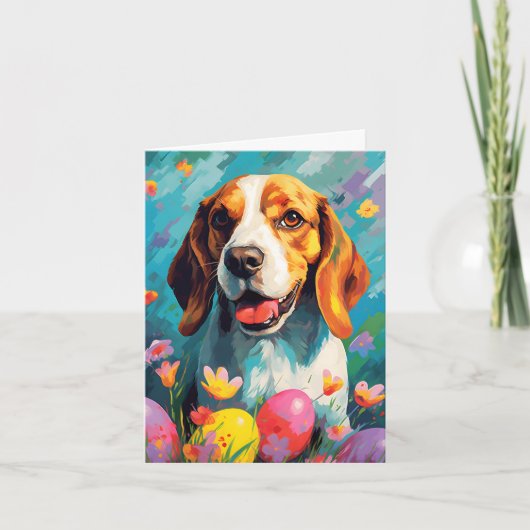 Carte Beagle Bonne Pâques (Devant)