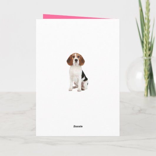 Carte Beagle Chien Chien Chien Chignon Bonjour penser à  (Dos)