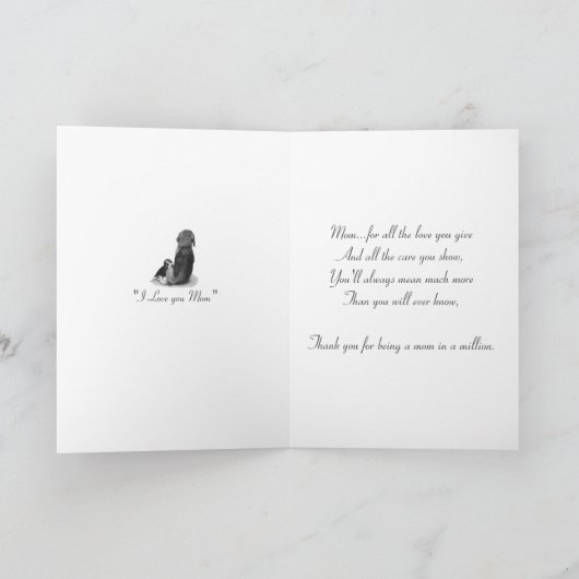 Carte beagle chiot mignon avec maman chien art original (Intérieur)