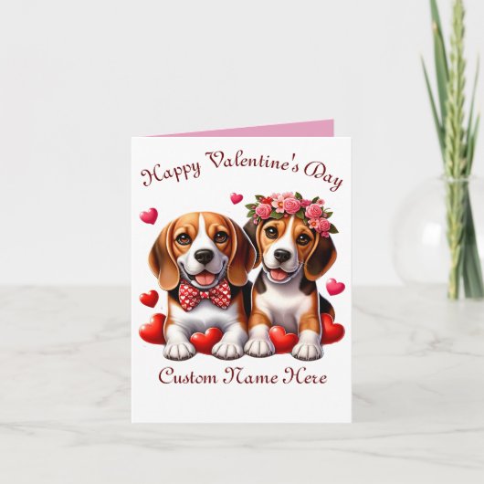 Carte Beagle Couple Valentines journée (Devant)