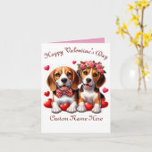 Carte Beagle Couple Valentines journée (Fleur jaune)