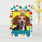 Carte Beagle de Cupcake anniversaire (Fleur jaune)