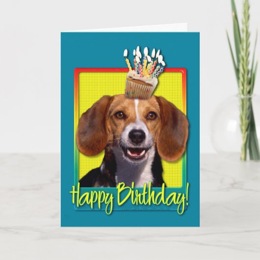 Carte Beagle de Cupcake anniversaire (Devant)