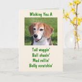 Carte Beagle de Howlin Joyeux anniversaire (Fleur jaune)